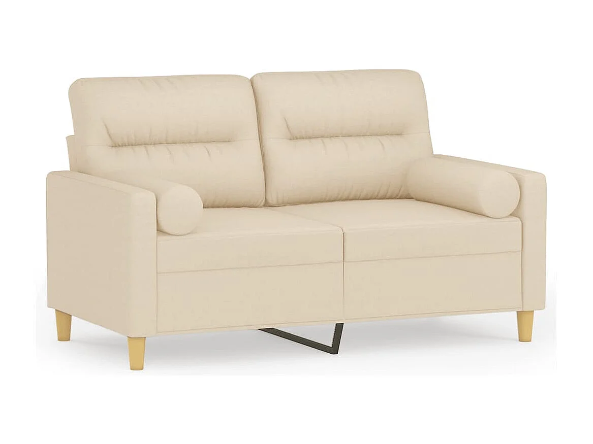 Tweezitsbank met sierkussens 120 cm stof crèmekleurig