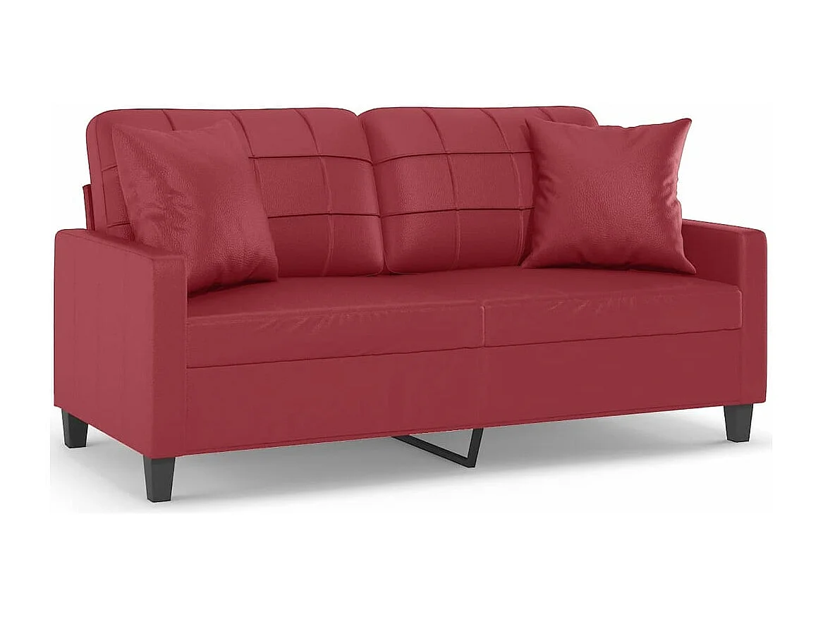 2-Sitzer-Sofa mit Zierkissen Weinrot 140 cm Kunstleder