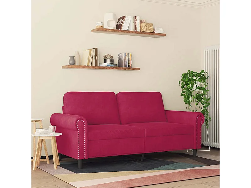Canapé à 2 places Rouge bordeaux 140 cm Velours