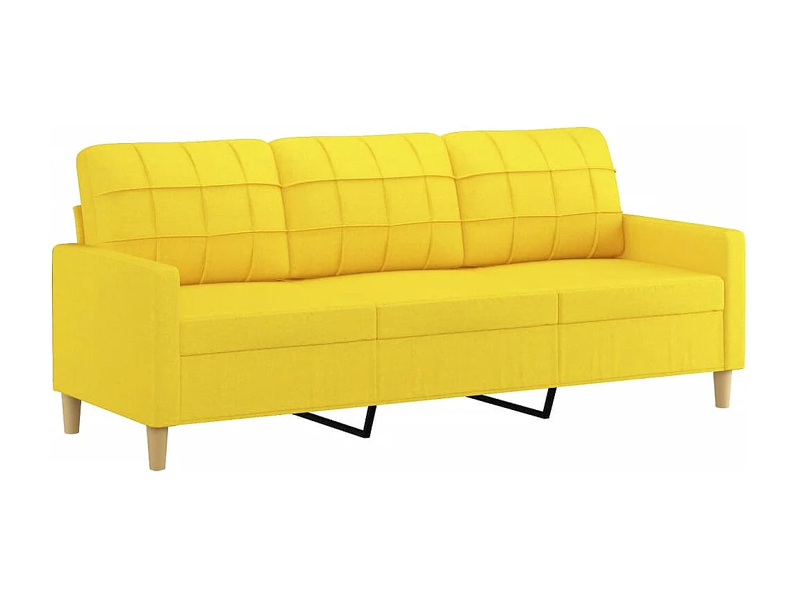 Ensemble de canapés 4 pcs avec coussins Jaune clair Tissu