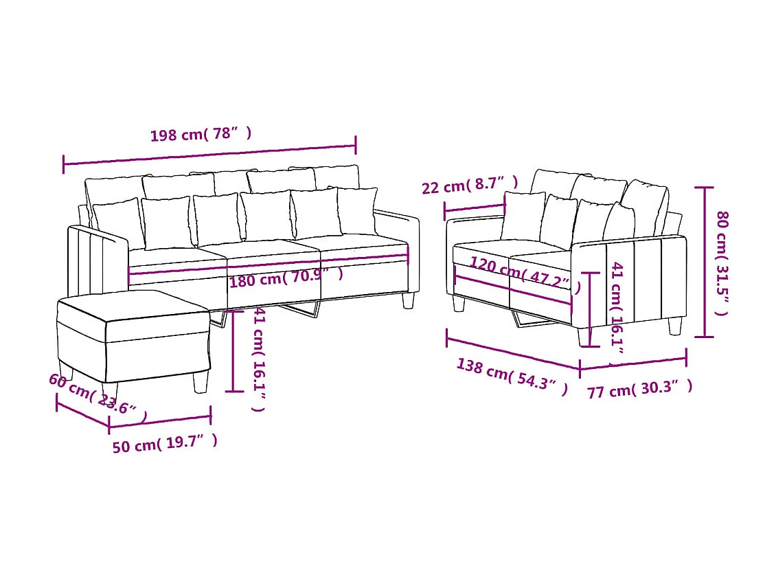 Ensemble de canapés 3 pcs avec coussins Noir Tissu