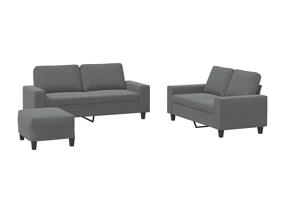 3-delige Loungeset stof donkergrijs