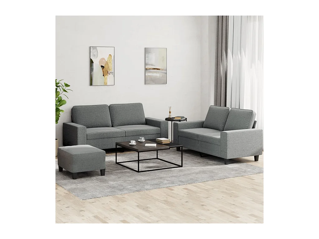 Ensemble de canapés 3 pcs gris foncé tissu