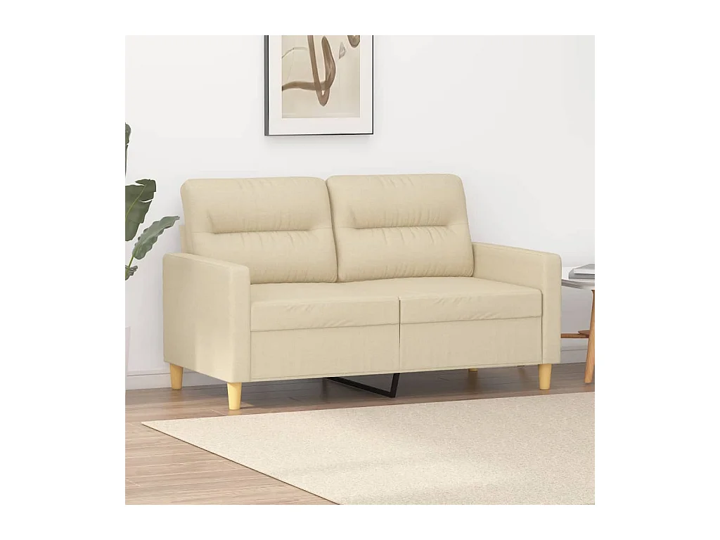 Canapé à 2 places Crème 120 cm Tissu