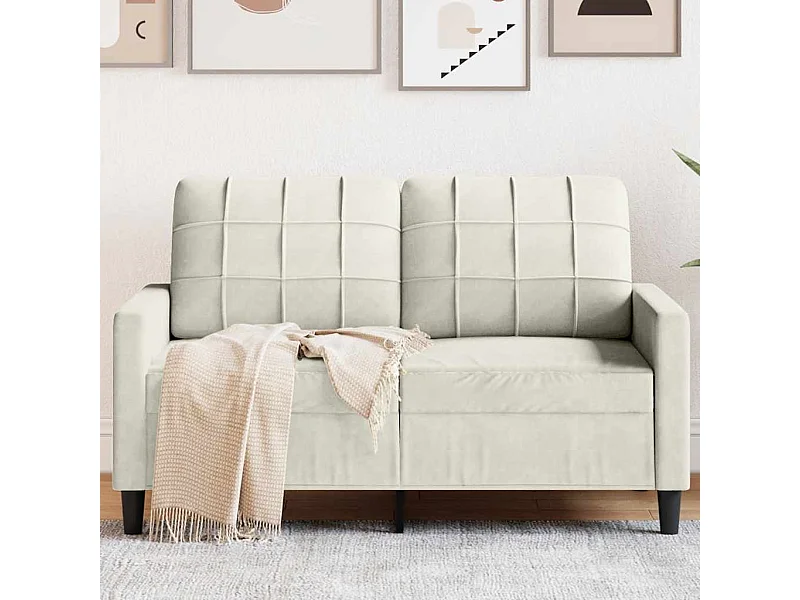 Tweezitsbank 120 cm fluweel crèmekleurig