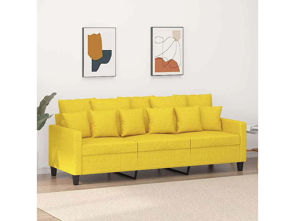 Canapé à 3 places Jaune clair 180 cm Tissu
