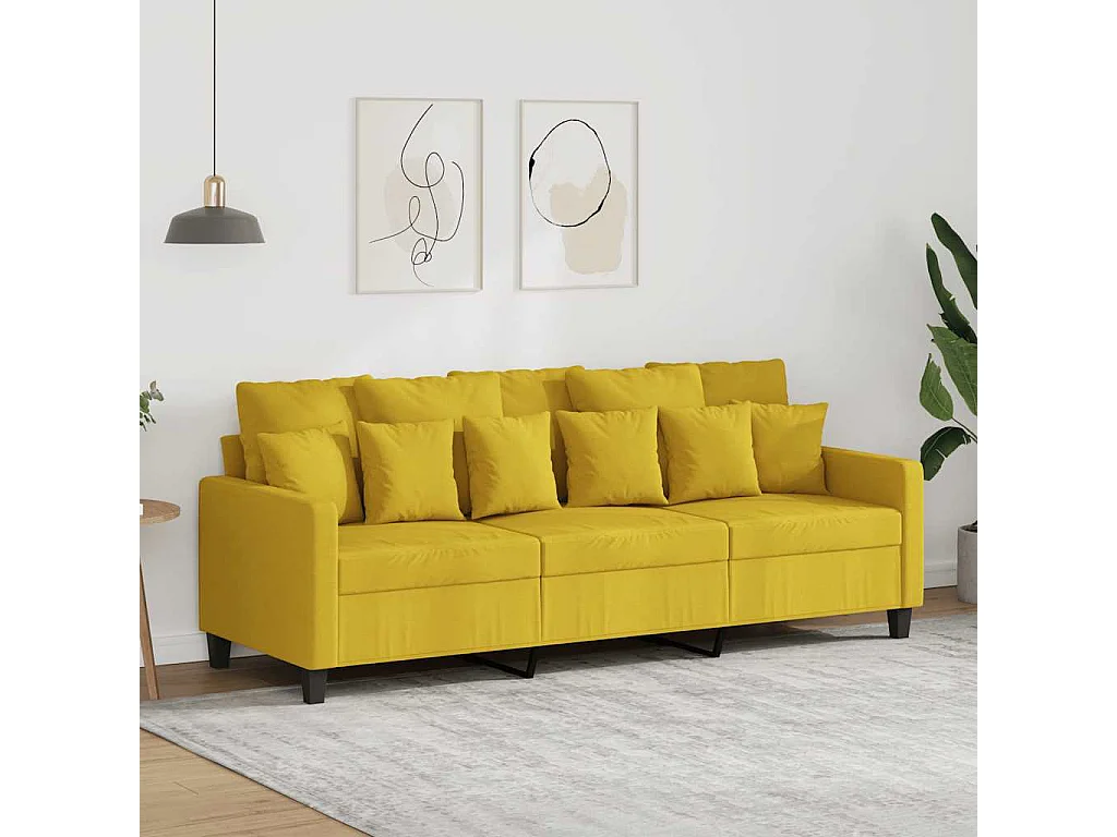 Canapé à 3 places Jaune clair 180 cm Tissu