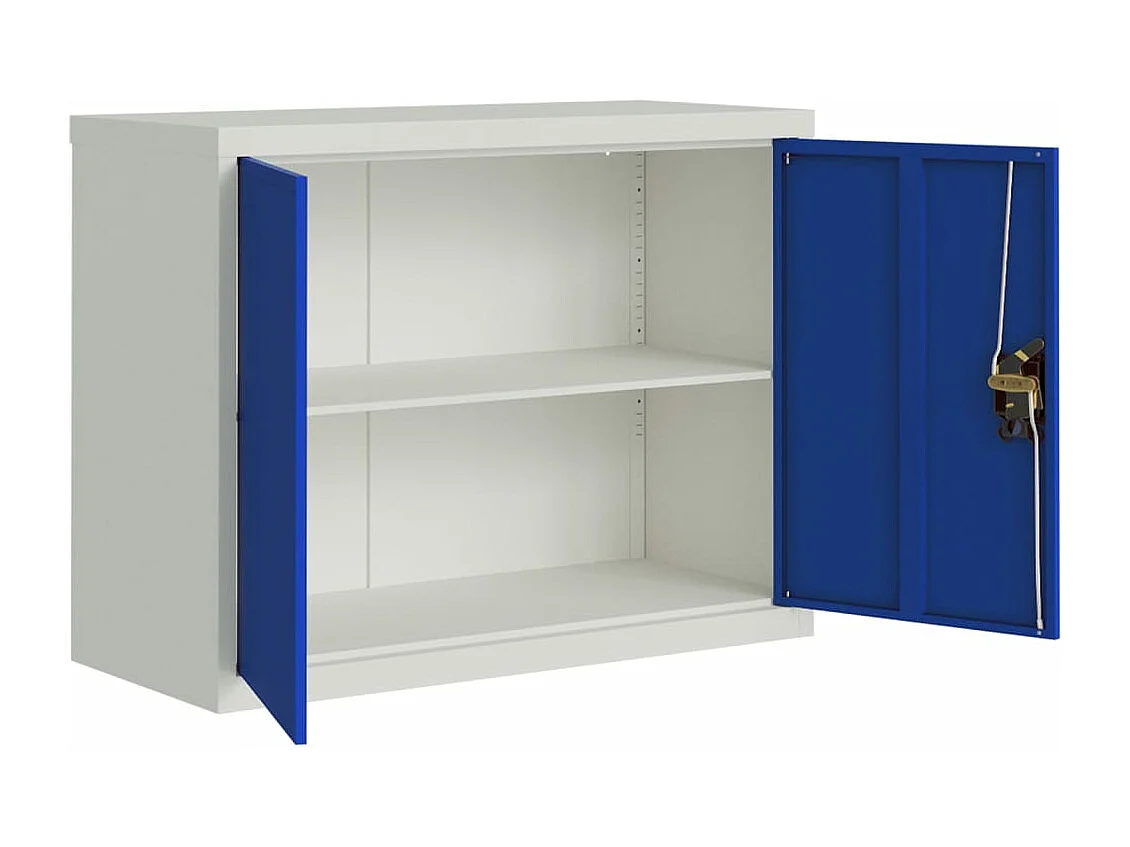 Aktenschrank Hellgrau und Blau 90x40x70 cm Stahl