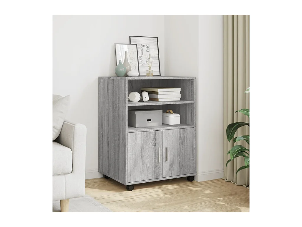 Armoire à roulettes sonoma gris 60x48x81 cm bois d'ingénierie