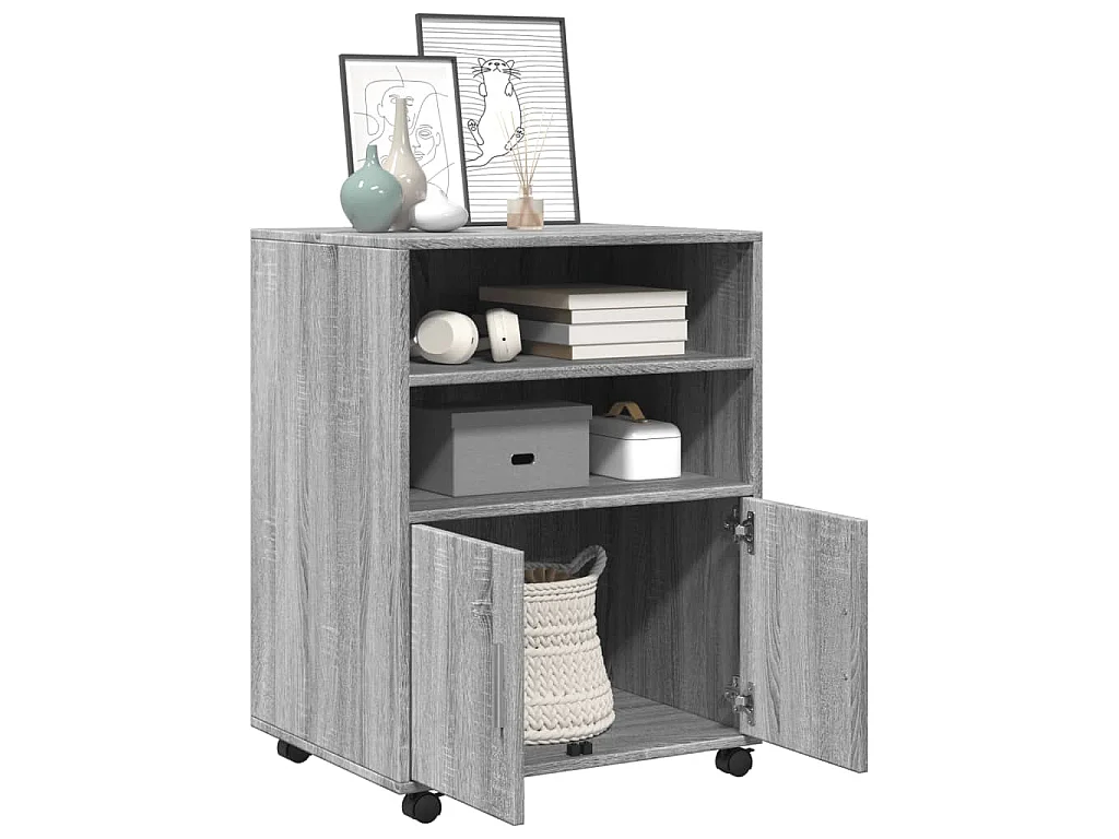Armoire à roulettes sonoma gris 60x48x81 cm bois d'ingénierie