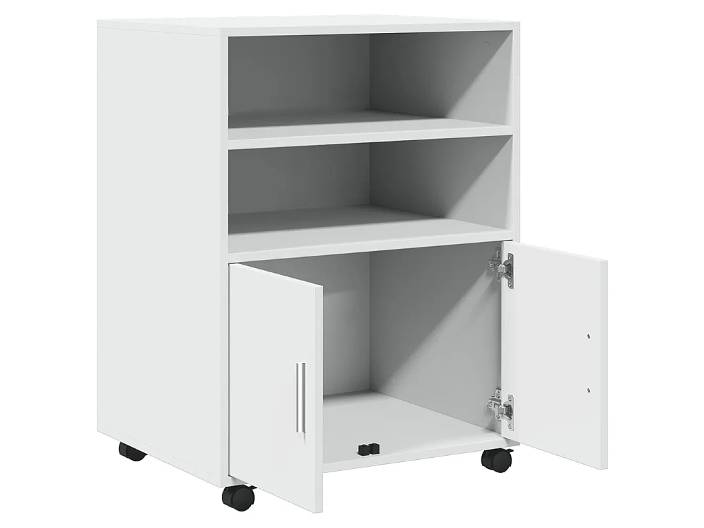 Armoire à roulettes blanc 60x48x81 cm bois d’ingénierie