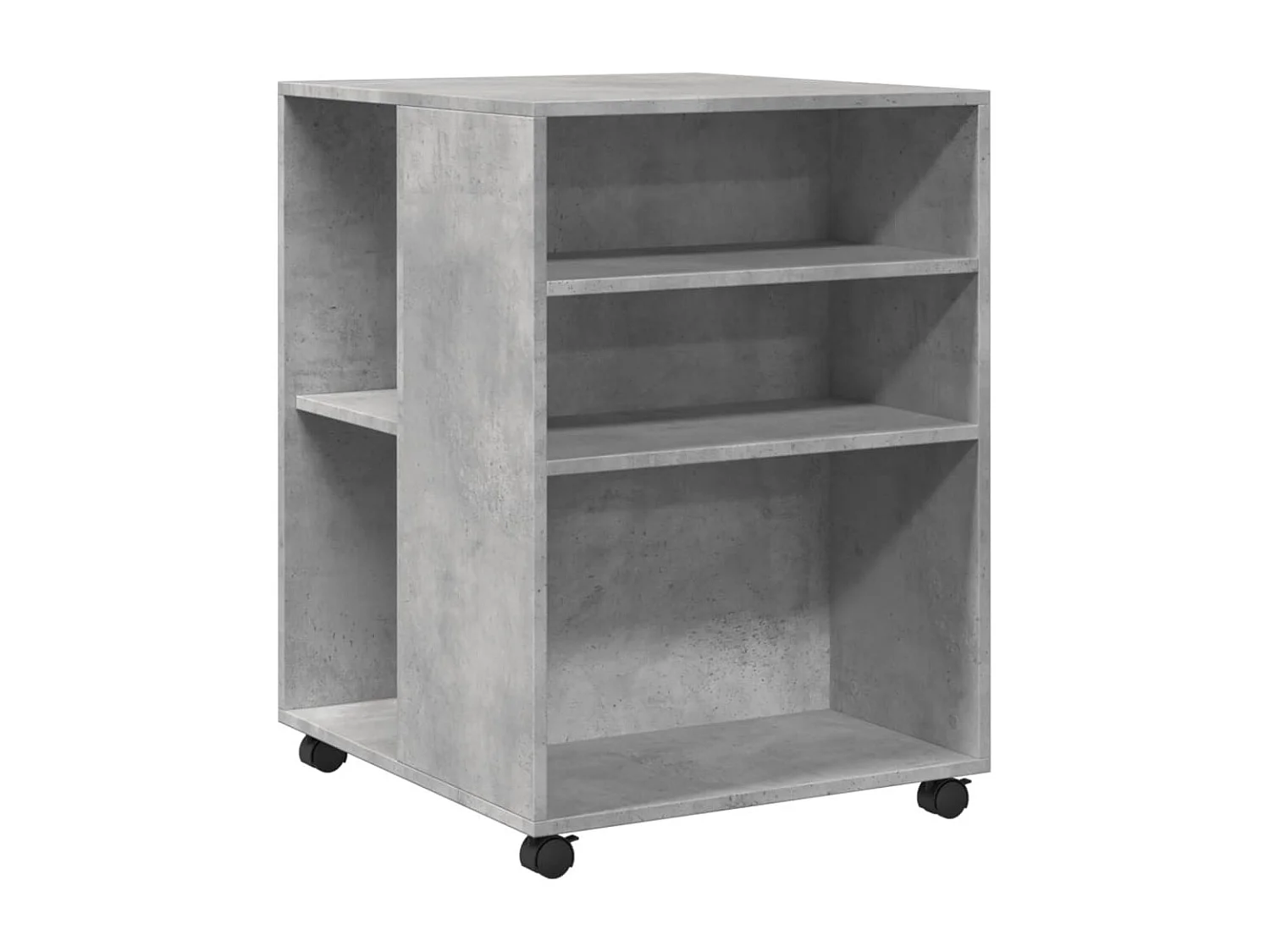 Table d'appoint avec roues gris béton bois d'ingénierie