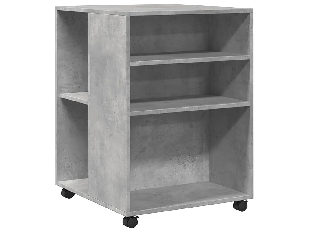 Table d'appoint avec roues gris béton bois d'ingénierie