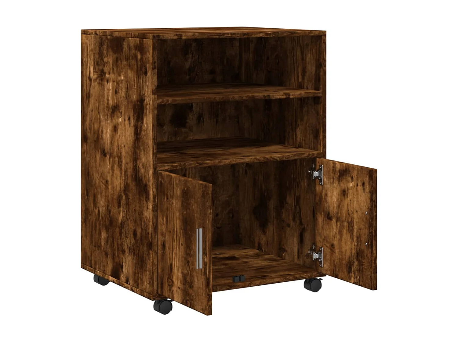 Rolkast 60x48x81 cm bewerkt hout gerookt eikenkleurig