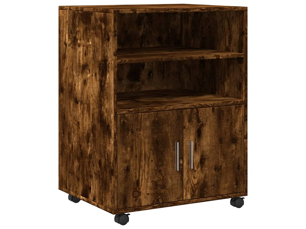 Rolkast 60x48x81 cm bewerkt hout gerookt eikenkleurig