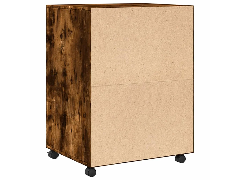 Armoire à roulettes chêne fumé 60x48x81 cm bois d'ingénierie