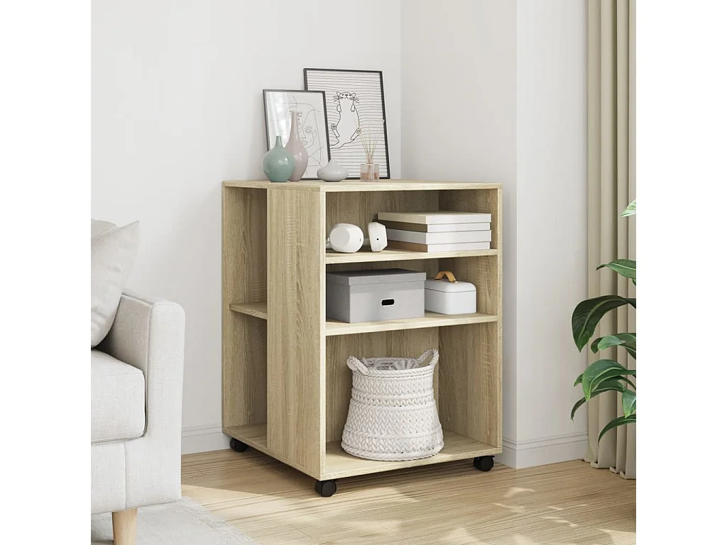 Table d'appoint avec roues chêne sonoma bois d'ingénierie