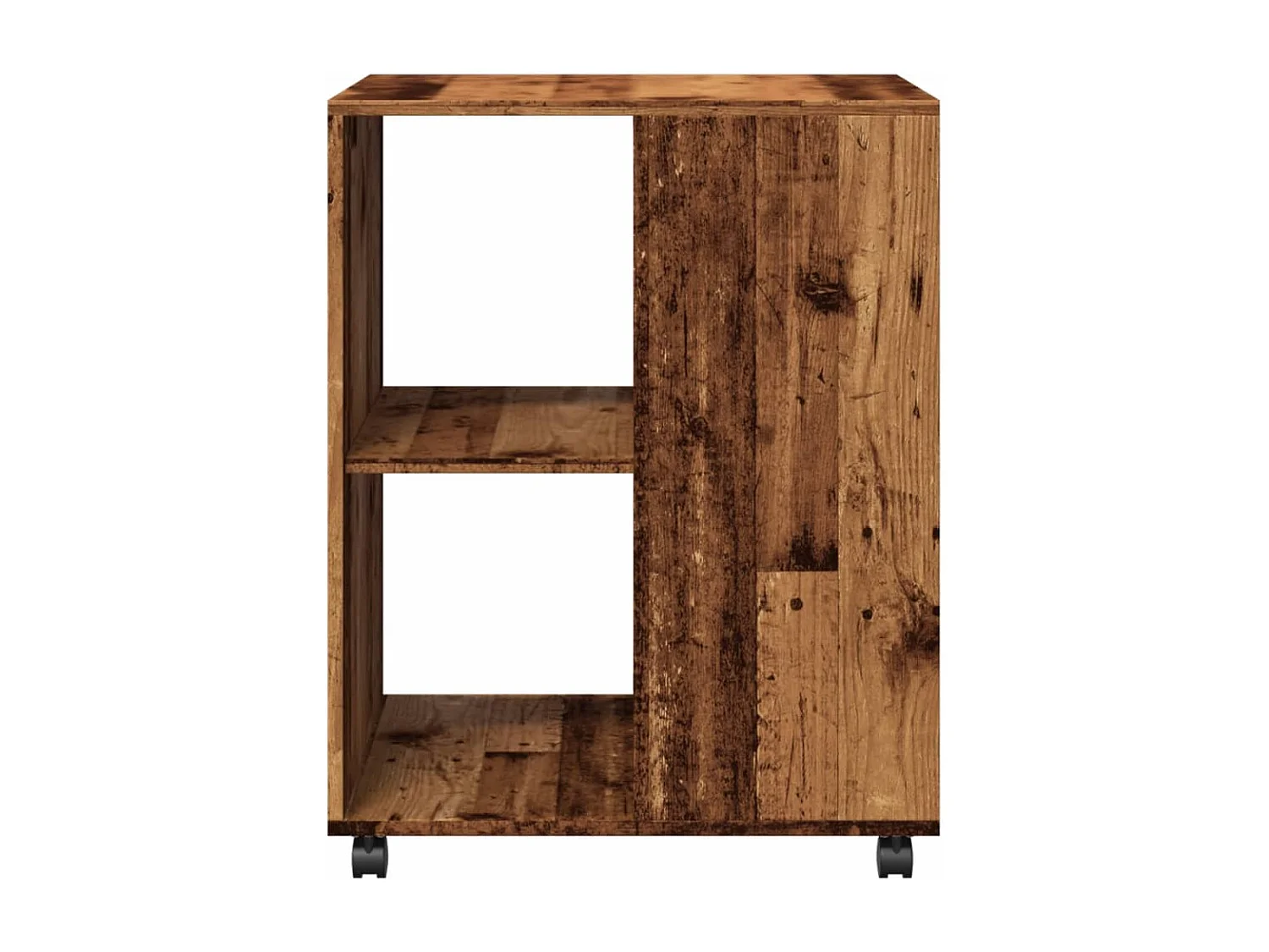 Bijzettafel met wieltjes 55x60x78 cm bewerkt hout oud houtkleur