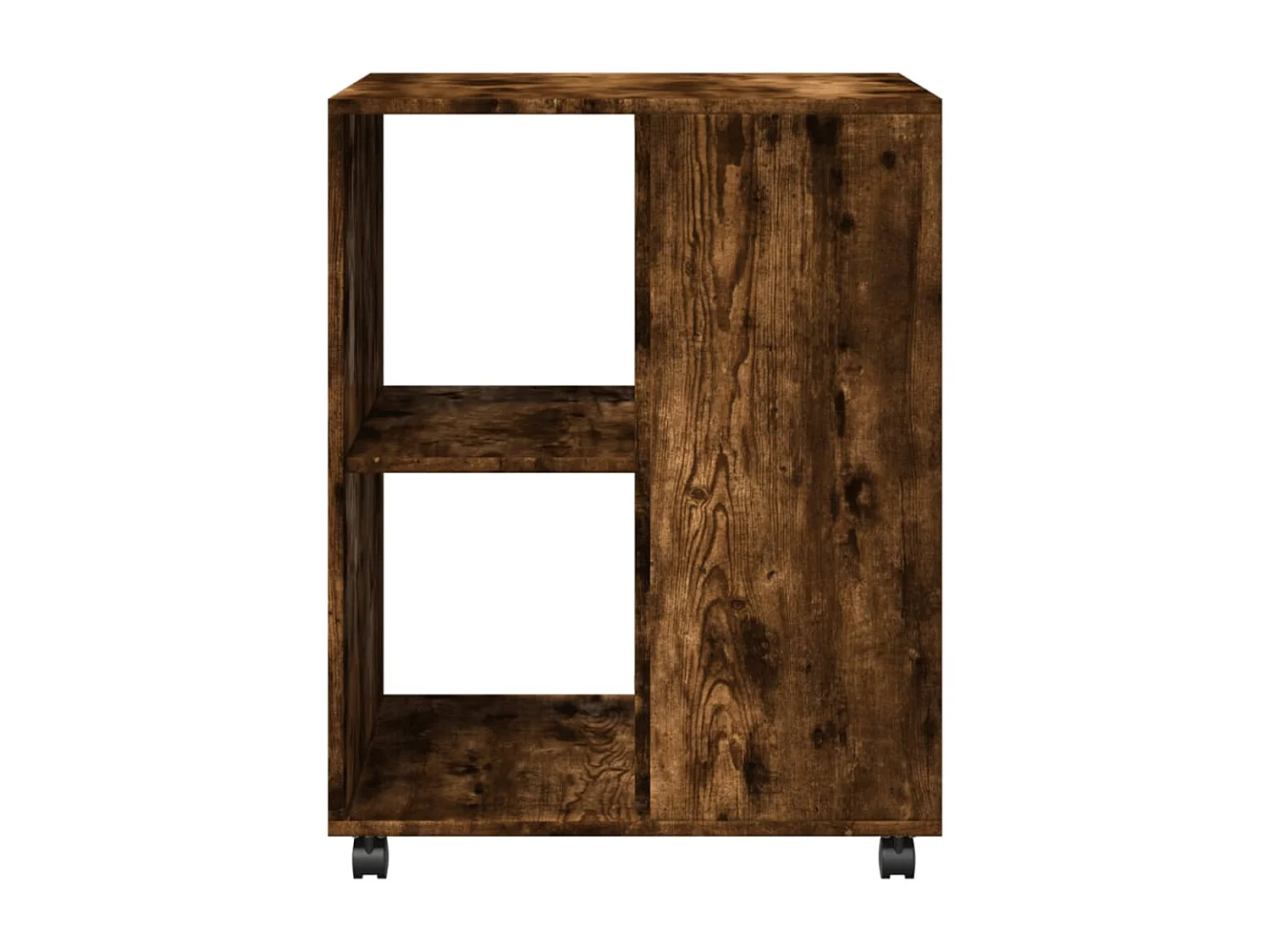 Bijzettafel met wieltjes 55x60x78 cm hout gerookt eikenkleurig