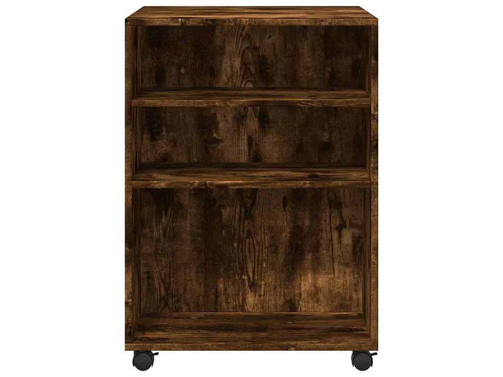 Bijzettafel met wieltjes 55x60x78 cm hout gerookt eikenkleurig