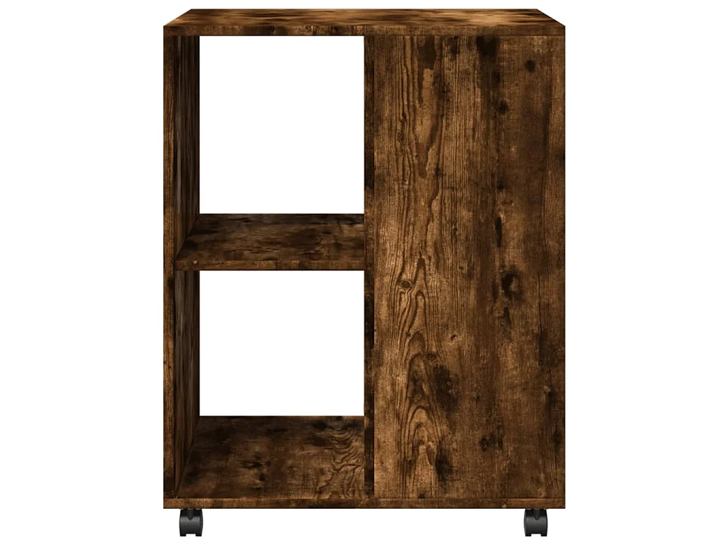 Bijzettafel met wieltjes 55x60x78 cm hout gerookt eikenkleurig