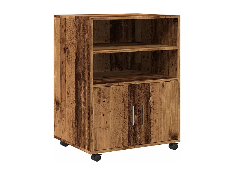 Mobiletto con Ruote Legno Antico 60x48x81 cm in Truciolato
