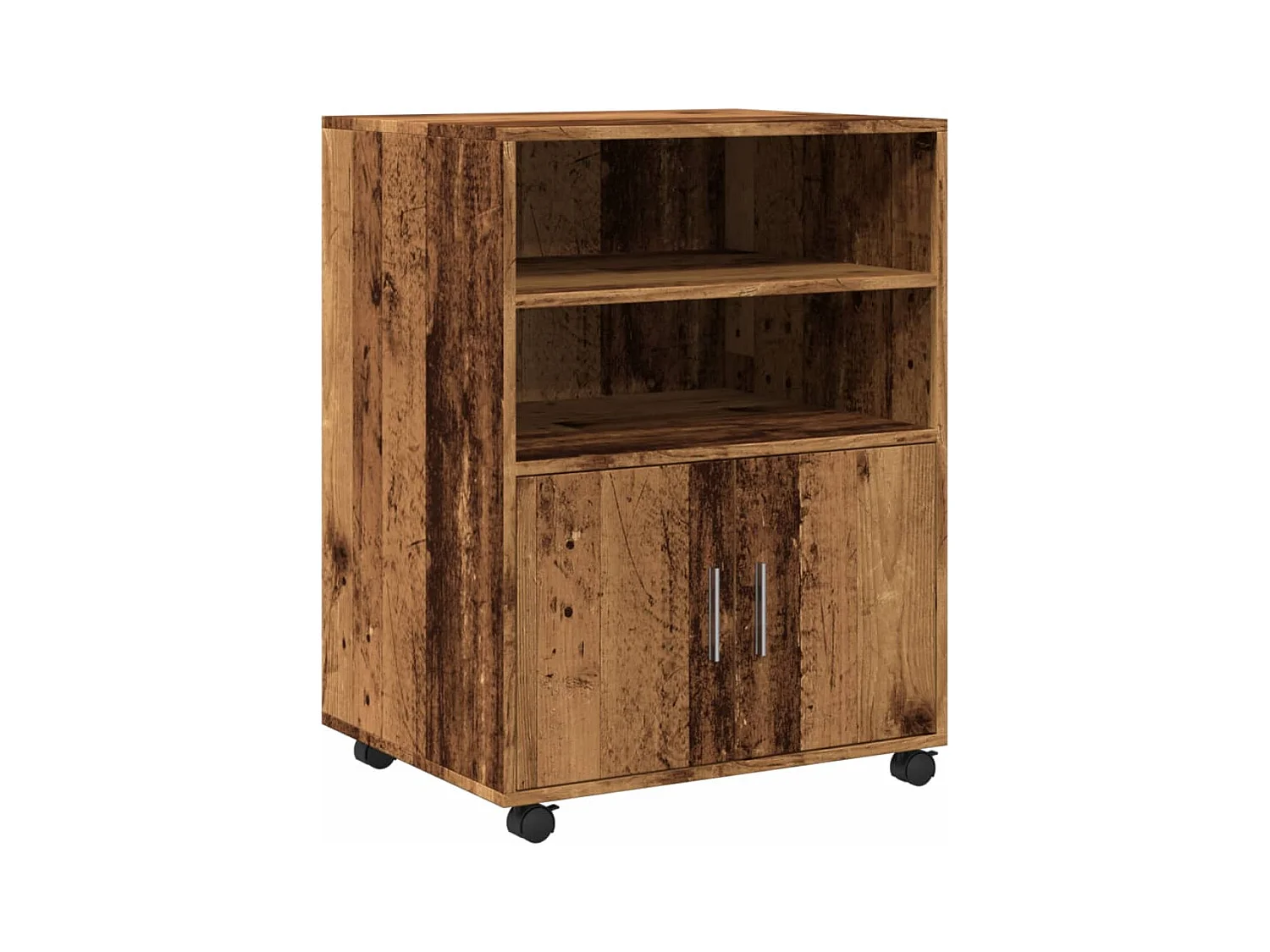 Rolkast 60x48x81 cm bewerkt hout oud houtkleurig