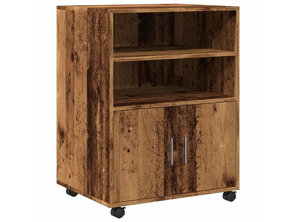 Mobiletto con Ruote Legno Antico 60x48x81 cm in Truciolato