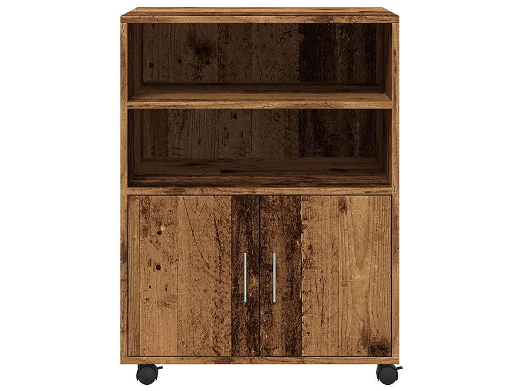 Mobiletto con Ruote Legno Antico 60x48x81 cm in Truciolato