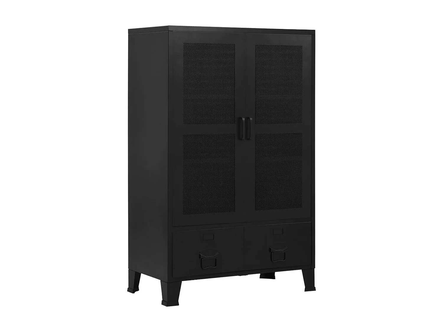 Kantoorkast met gaasdeuren industrieel 75x40x120 cm staal zwart