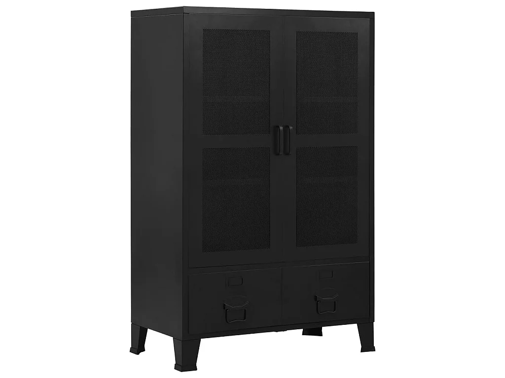Armadio Ufficio Reticolato Industriale Nero 75x40x120cm Acciaio