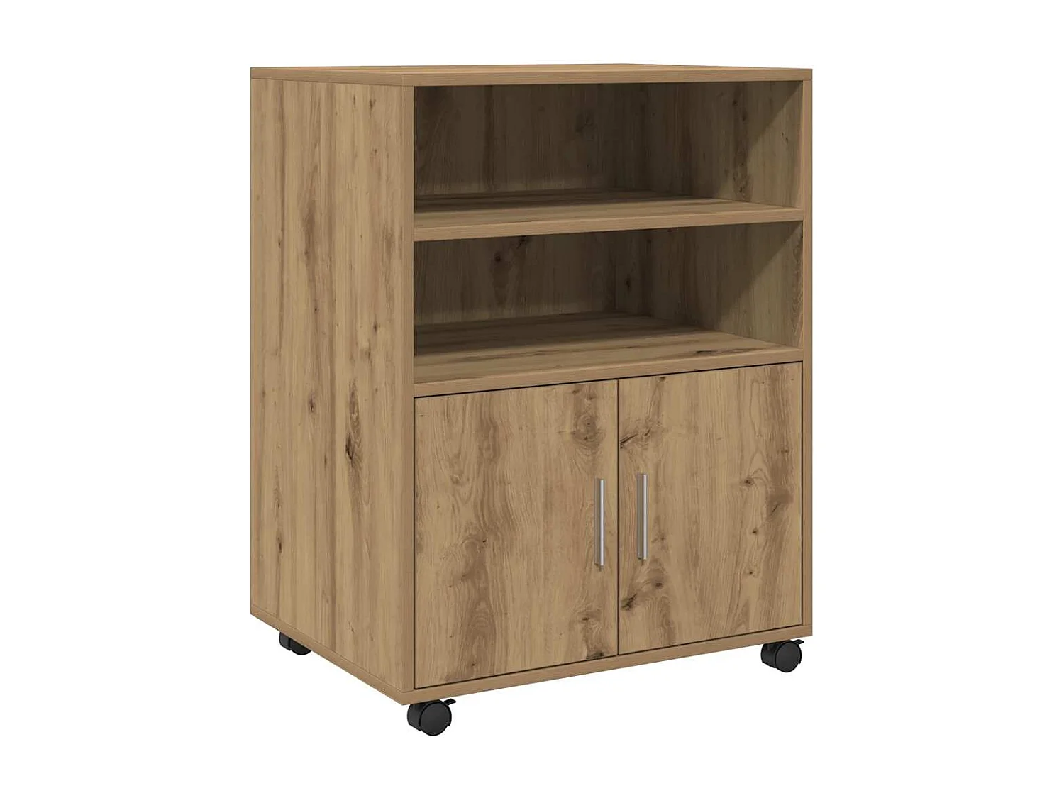 Rolkast 60x48x81 cm bewerkt hout artisanaal eikenkleurig