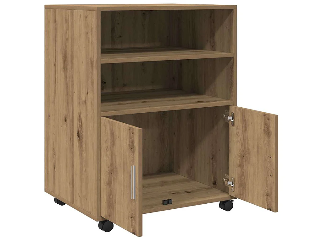 Armoire à roulettes chêne artisanal 60x48x81 cm bois ingénierie