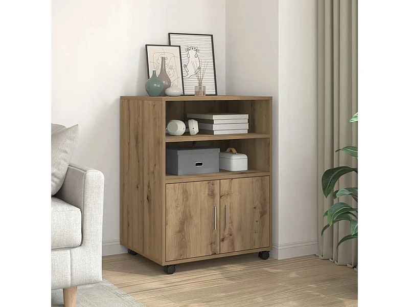 Armoire à roulettes chêne artisanal 60x48x81 cm bois ingénierie