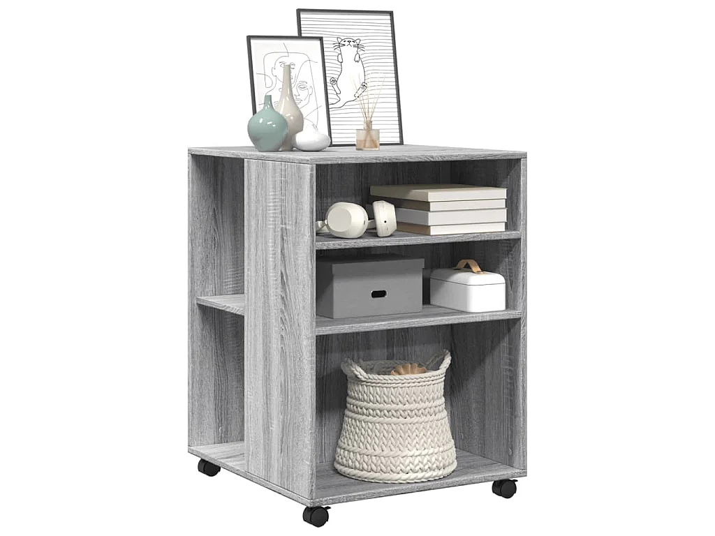 Table d'appoint avec roues sonoma gris bois d'ingénierie
