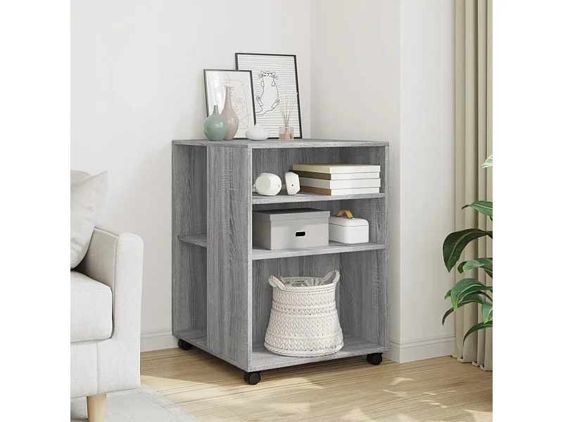 Tavolino con Ruote Grigio Sonoma 55x60x78 cm in Truciolato