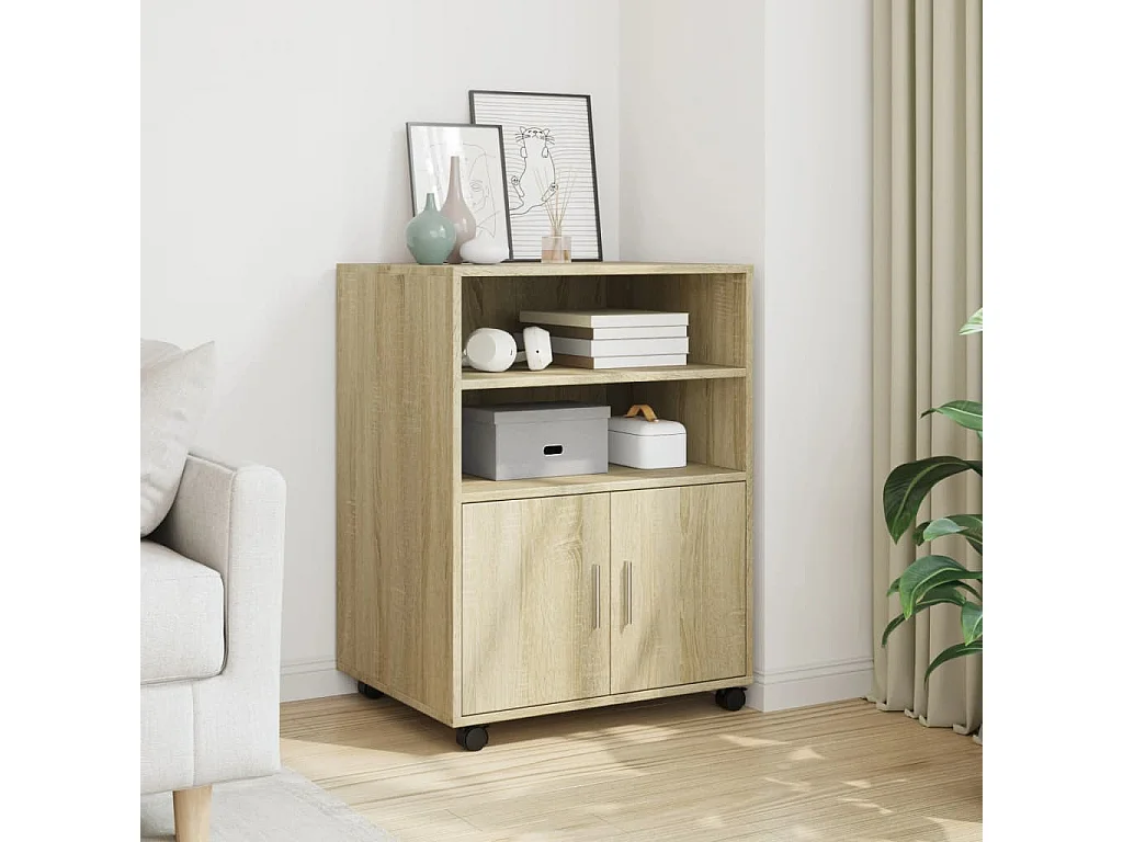 Armario con ruedas madera ingeniería roble Sonoma 60x48x81 cm