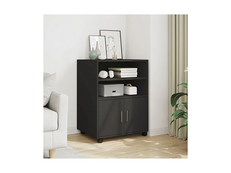 Rolkast 60x48x81 cm bewerkt hout zwart