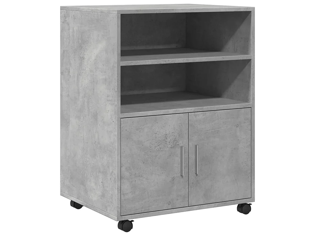 Armoire à roulettes gris béton 60x48x81 cm bois d'ingénierie