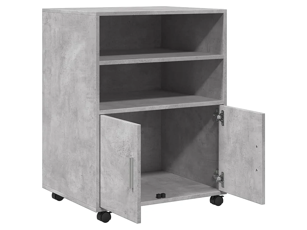 Armoire à roulettes gris béton 60x48x81 cm bois d'ingénierie
