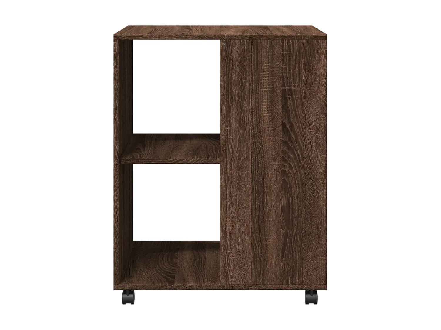 Mesa auxiliar ruedas madera ingeniería marrón roble 55x60x78 cm