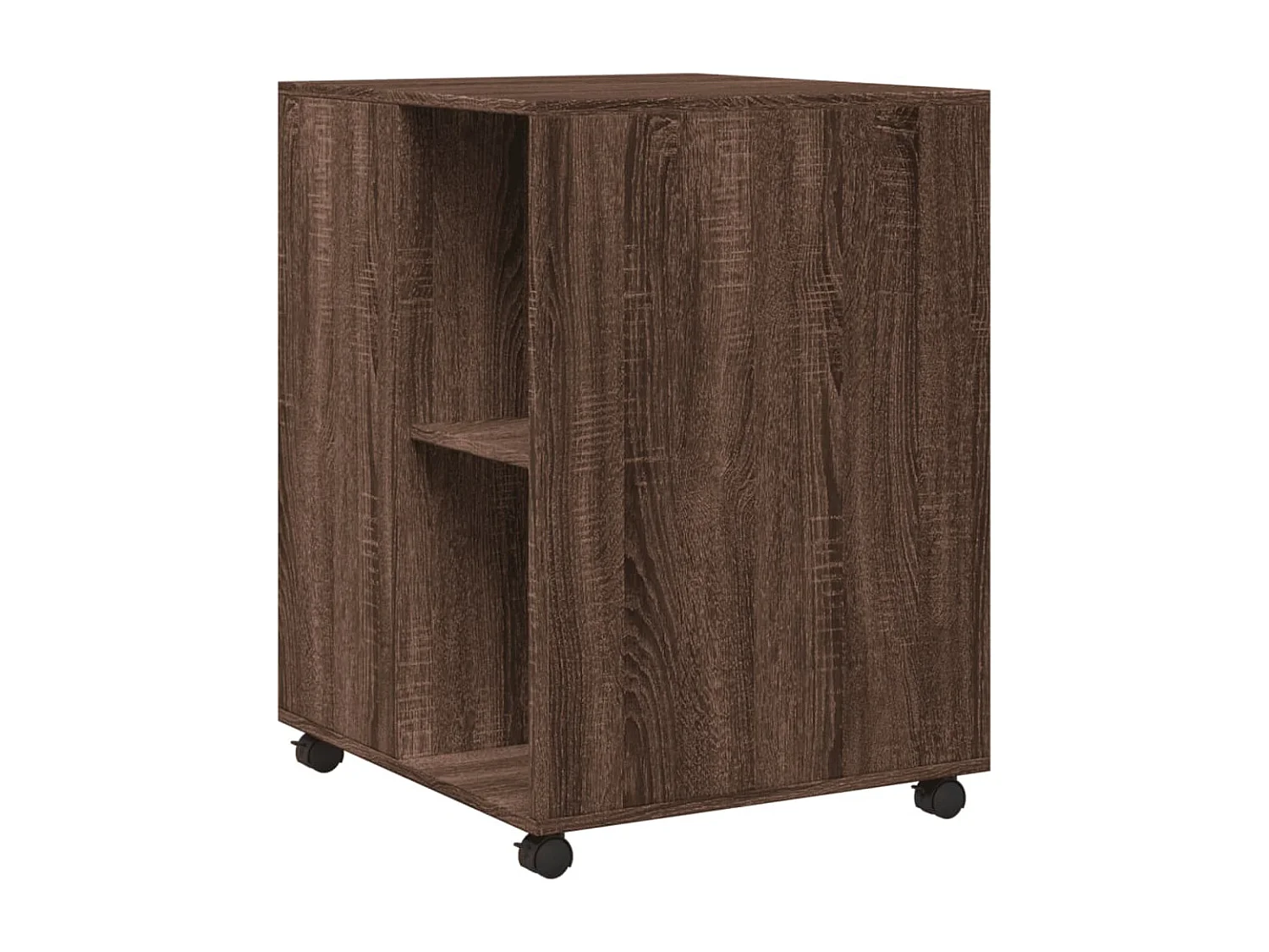 Mesa auxiliar ruedas madera ingeniería marrón roble 55x60x78 cm