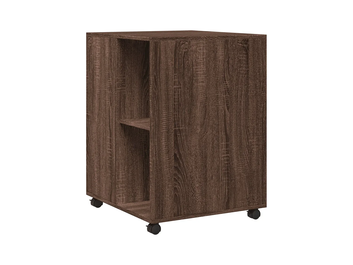 Table d'appoint avec roues chêne marron bois d'ingénierie
