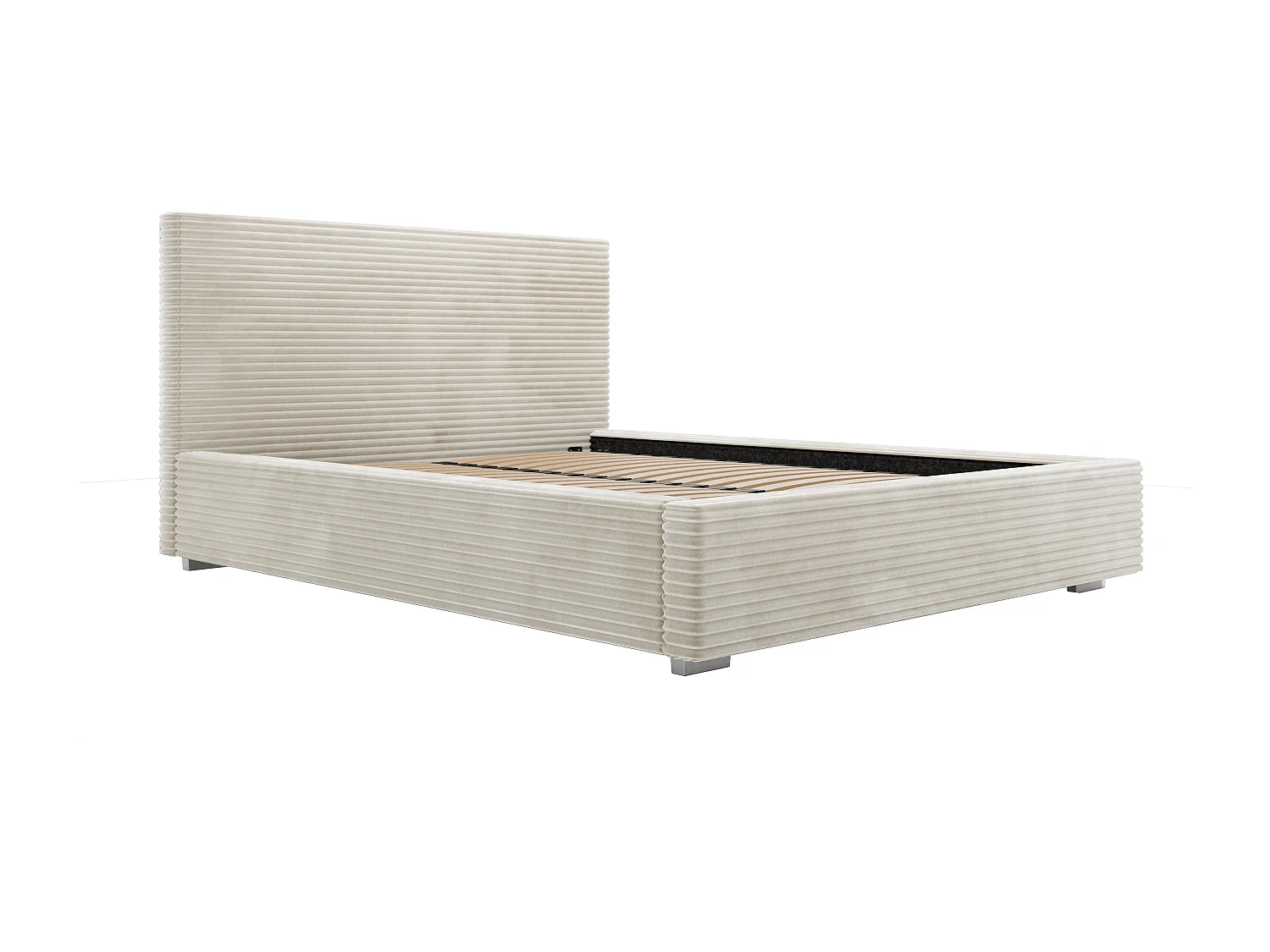 Lit coffre 160 x 200 cm - Velours côtelé - Beige - RAMELI