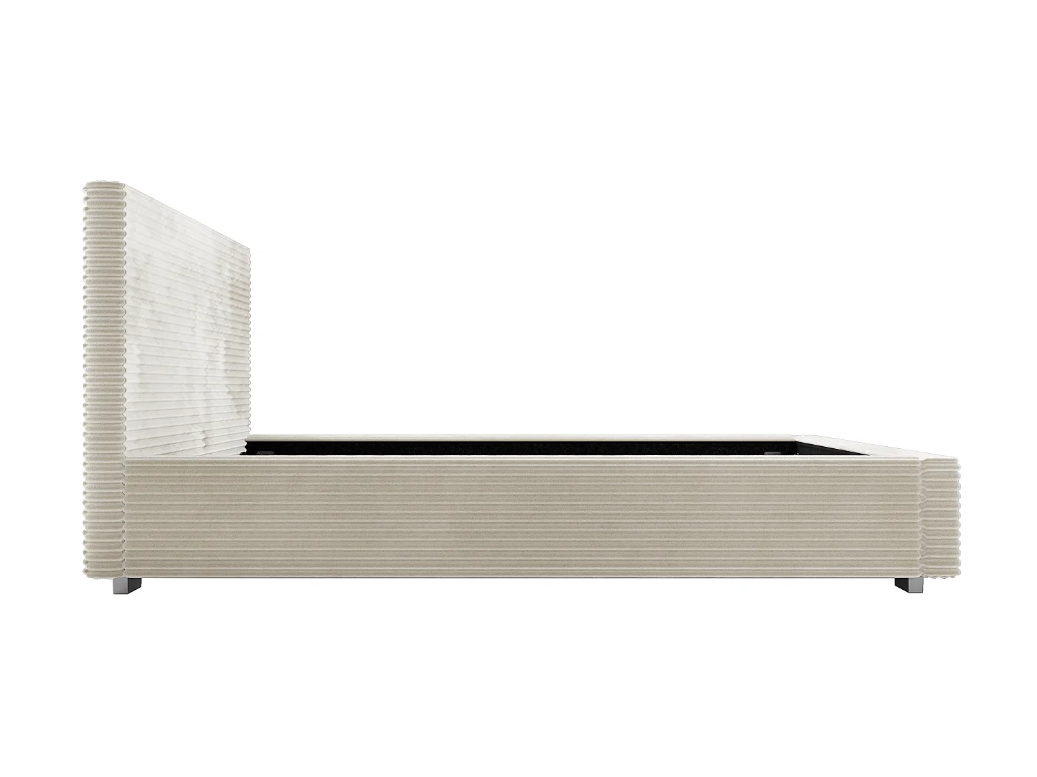 Lit coffre 160 x 200 cm - Velours côtelé - Beige - RAMELI