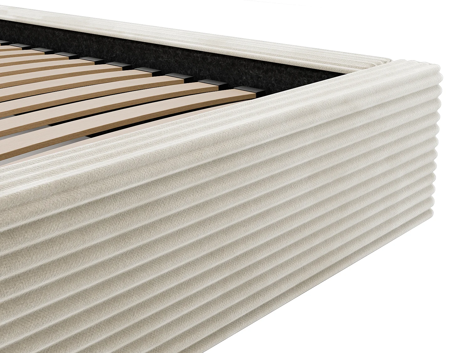 Lit coffre 160 x 200 cm - Velours côtelé - Beige - RAMELI