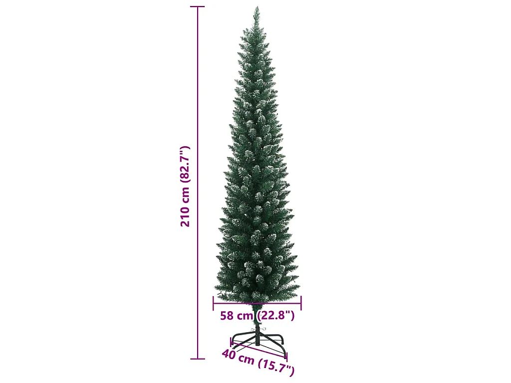 Sapin de Noël artificiel mince 300 LED 210 cm