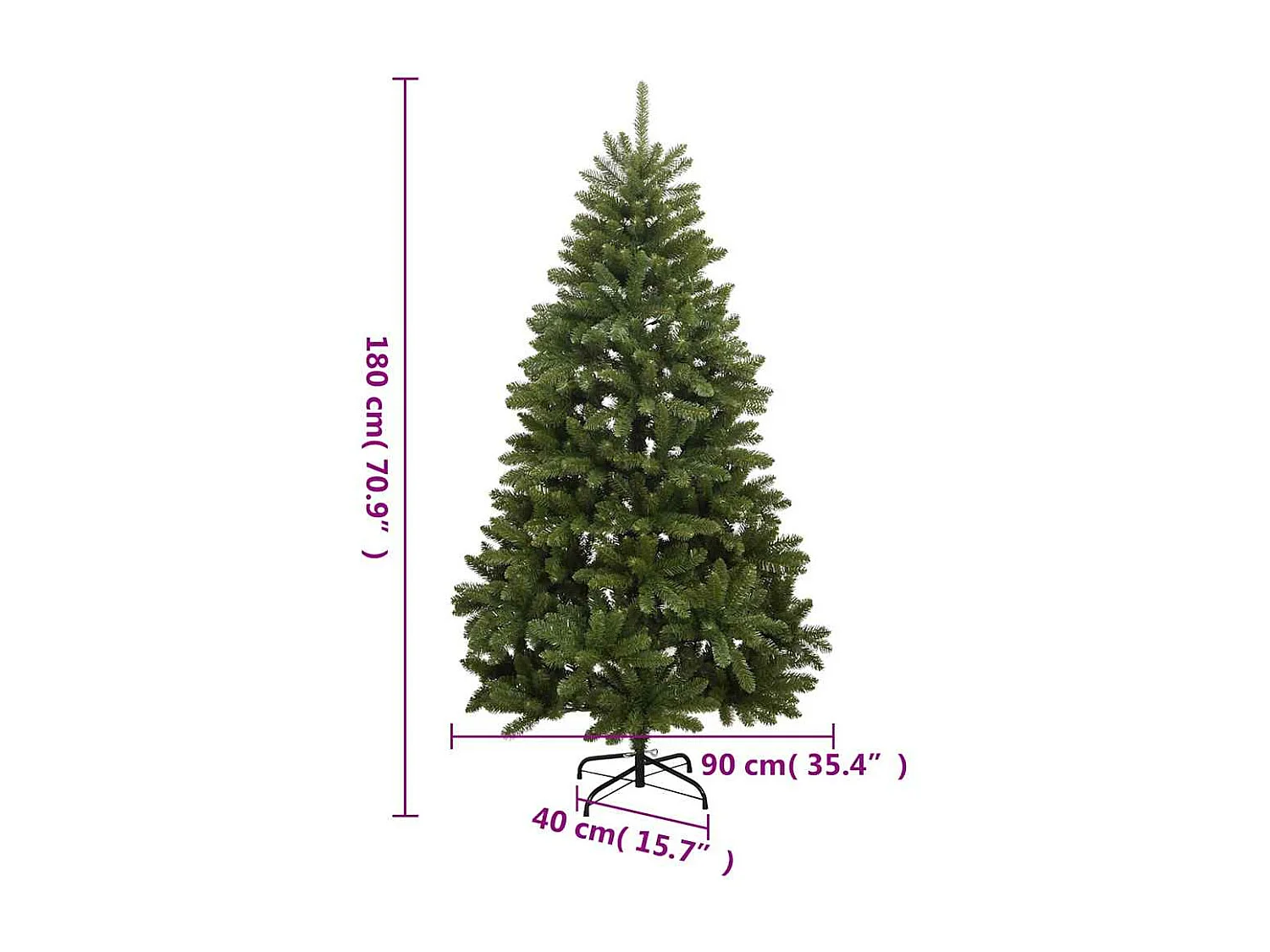 Sapin de Noël artificiel articulé 300 LED et boules 180 cm