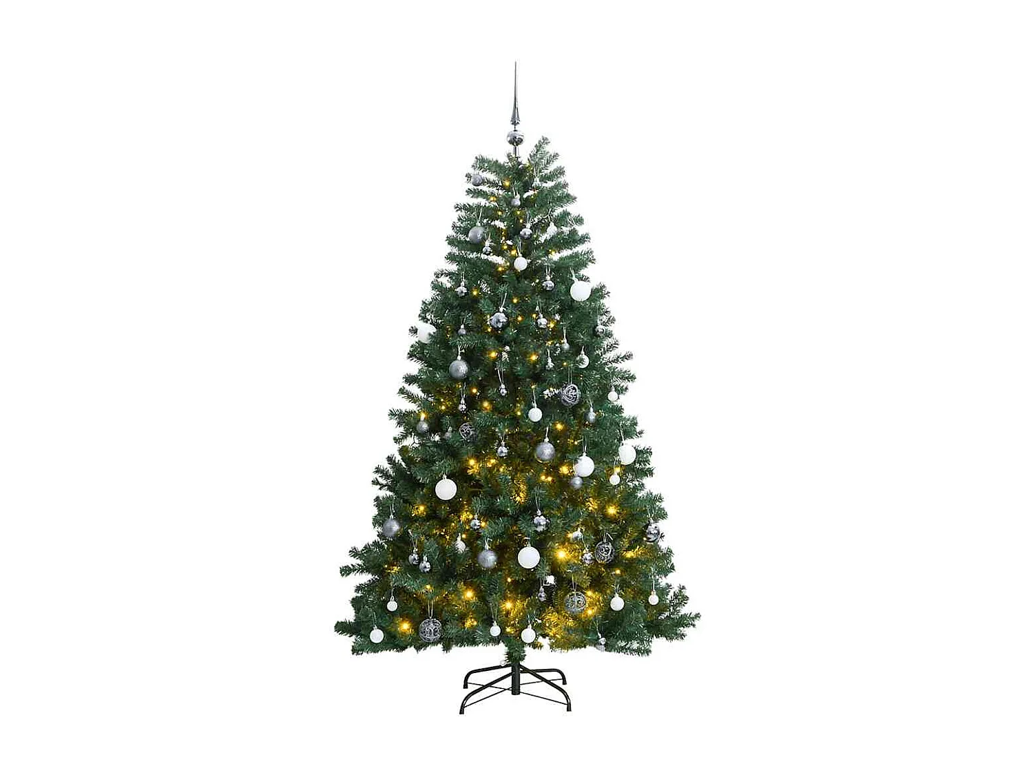 Árvore Natal artificial articulada c/ 300 luzes LED+bolas 180cm