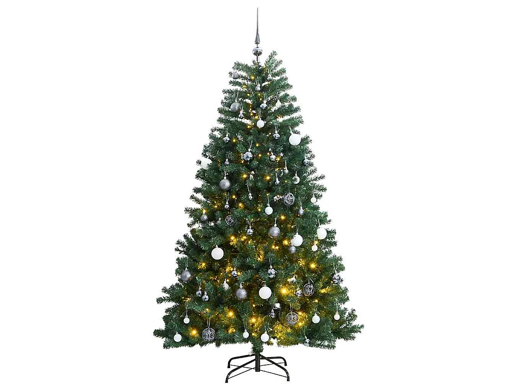 Kunstkerstboom met scharnieren 300 LED's en kerstballen 180 cm